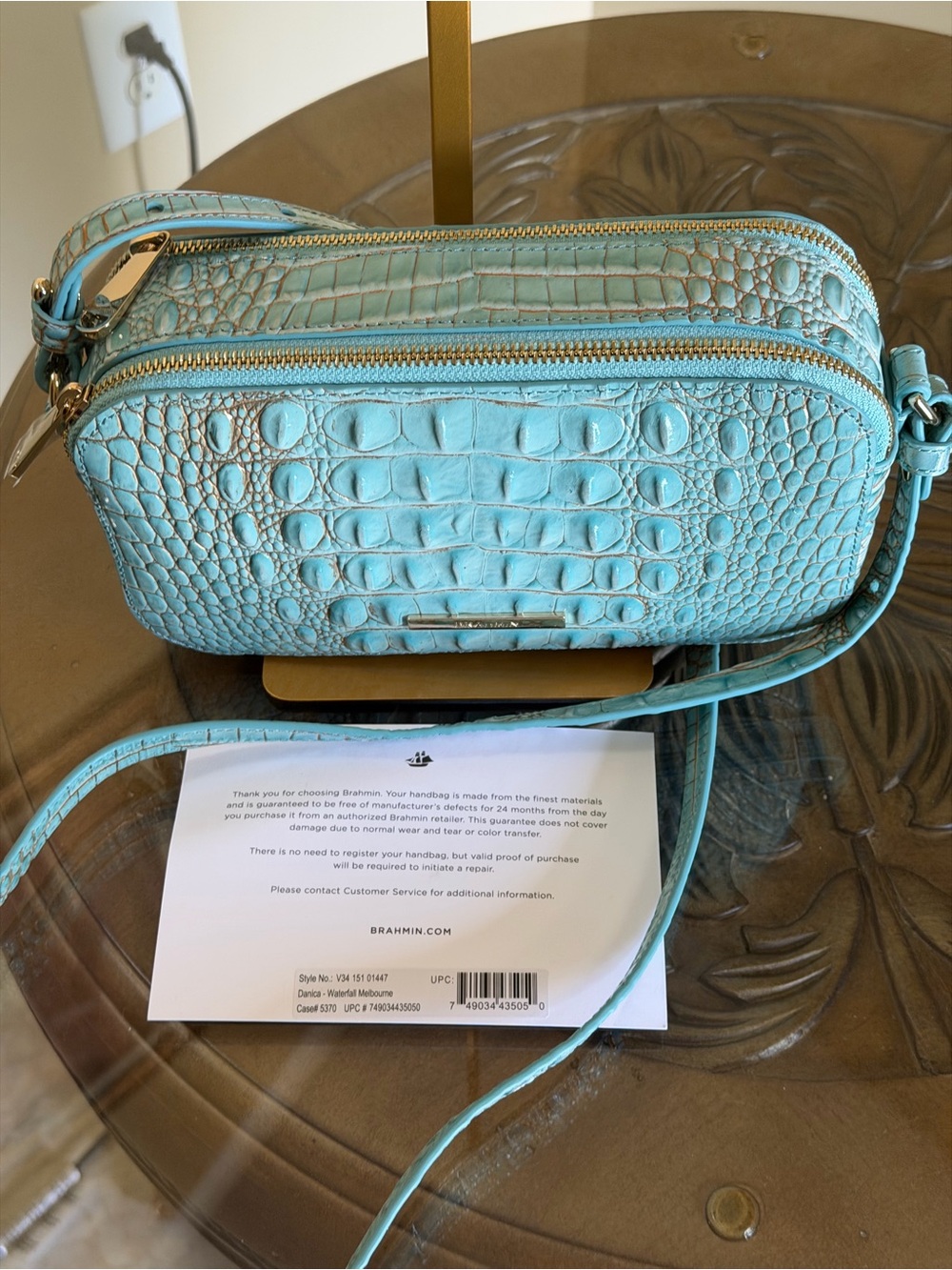 Brahmin Danica Waterfall Melbourne Croc-Embossed Crossbody - Picture 3 of 14